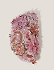 Bloom Floral Embellished Clutch Bag, Pink (PINK), large