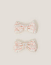 2-Pack Pearly Lace Bow Hair Clips, Pink (PINK), large
