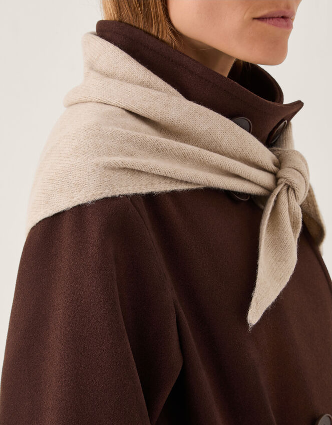 Fae Knitted Triangle Scarf, Natural (NEUTRAL), large