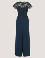 Monica Lace Wide Leg Jumpsuit, Blue (NAVY), large