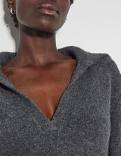 Nora Collared Mini Jumper Dress, Grey (CHARCOAL), large