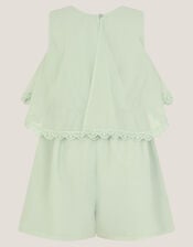 Leia Lace Trim Tier Playsuit, Green (SAGE), large
