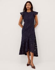 Gina Floral Lace Midi Dress, Blue (NAVY), large