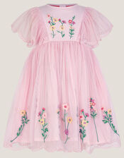 Baby Floral Embroidered Tulle Dress, Pink (PINK), large