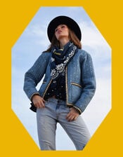 Wild Valentin Embellished Quilted Jacket, Blue (BLUE), large