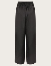Satin Wide Leg Trousers, Black (BLACK), large