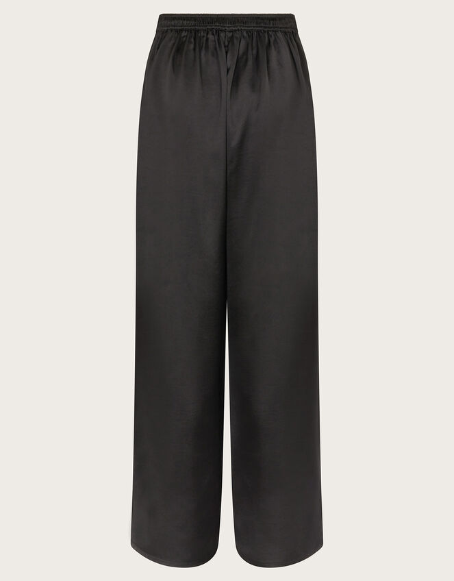 Satin Wide Leg Trousers, Black (BLACK), large