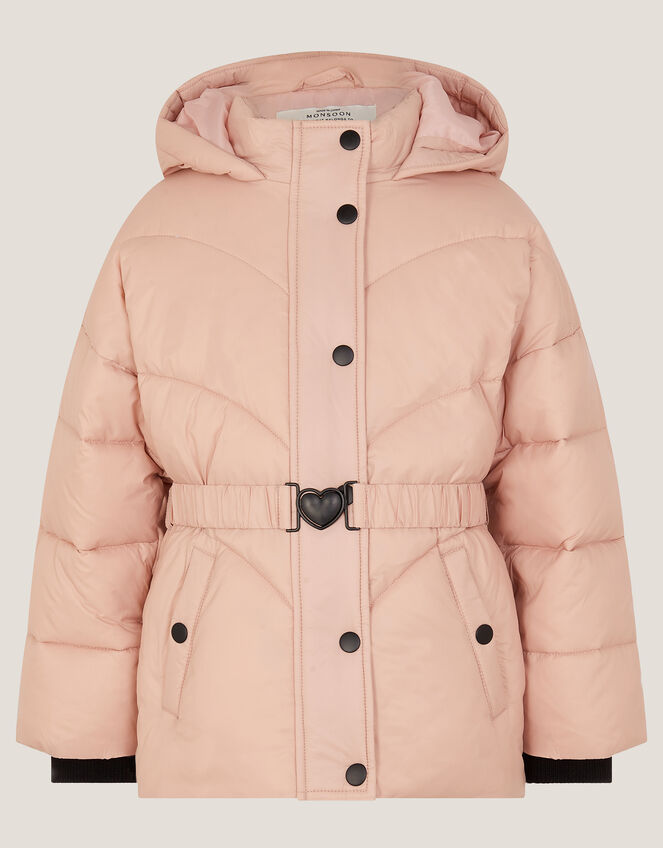 Belted Puffer Coat, Pink (PINK), large