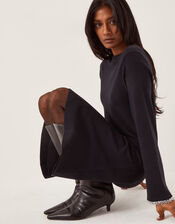 Tate Embellished Long Sleeve Knit Mini Dress, Blue (MIDNIGHT), large