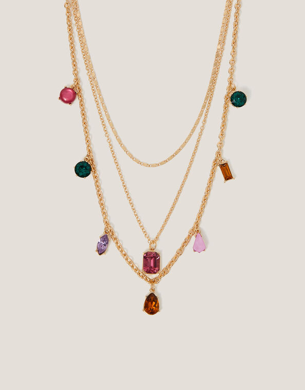 Gemstone Charm Layered Necklace, , large