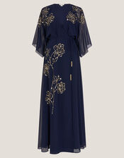 Skyla Floral Embellished Maxi Wrap Dress, Blue (NAVY), large