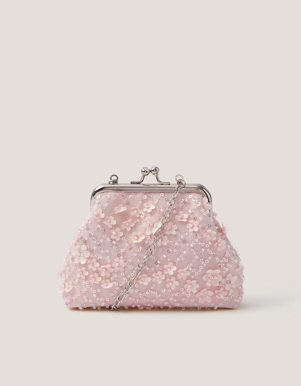 Taylor Beaded Clip Frame Bag, Pink (PALE PINK), large