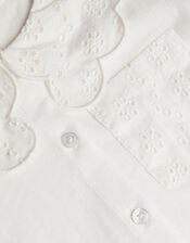 Jersey Broderie Blouse, White (WHITE), large