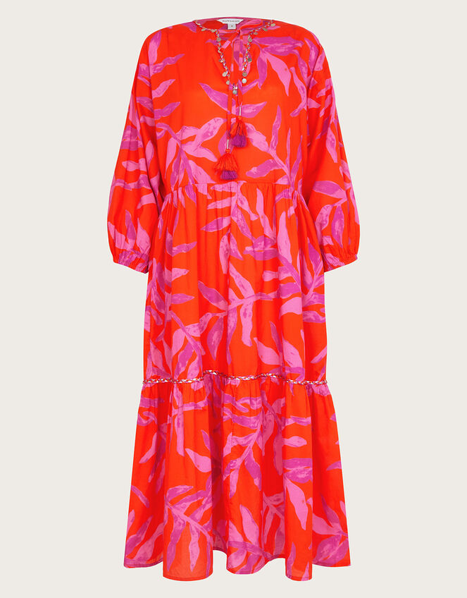 Arissa Palm Print Kaftan, Red (RED), large