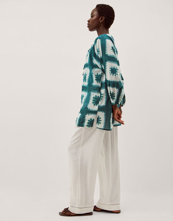 Malia Artisanal Print Mini Kaftan, Teal (TEAL), large