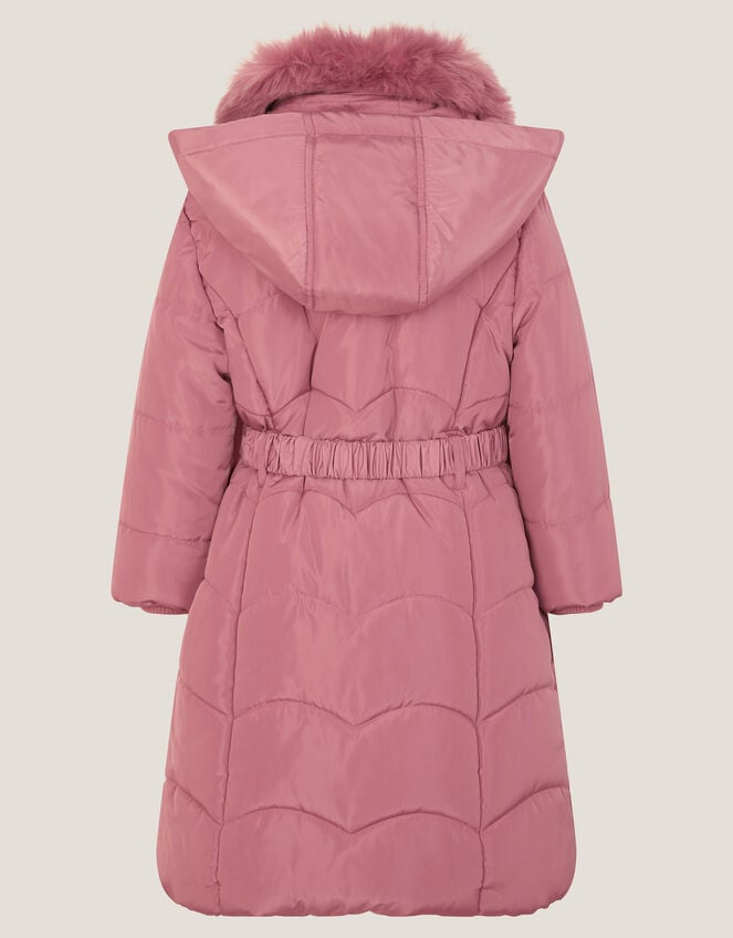 Belted Scallop Puffer Coat, Pink (PINK), large