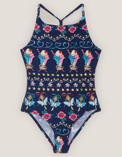 Ice Cream Print Swimsuit, Blue (NAVY), large