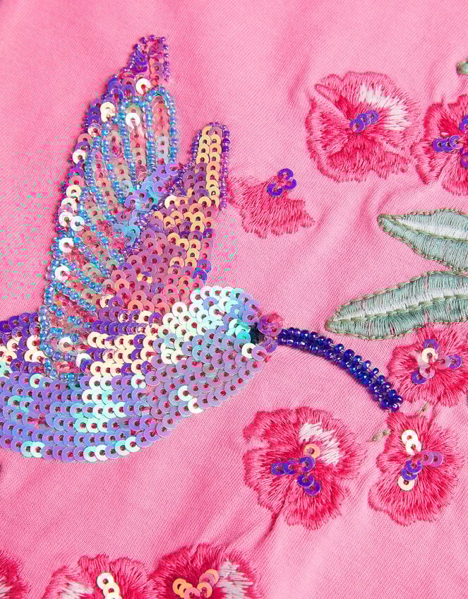 Hummingbird Embellished Frill T-Shirt, Pink (PINK), large