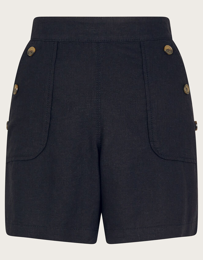 Harper Relaxed Linen Blend Shorts, Black (BLACK), large