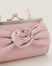 Satin Rose Bow Mini Bag, Pink (PALE PINK), large