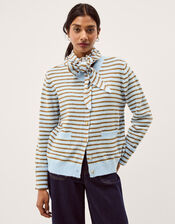 Stripe Cardigan & Triangle Scarf , Blue (BLUE), large