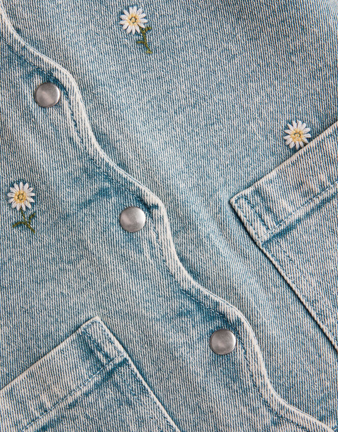 Embroidered Daisy Denim Jacket, Blue (BLUE), large