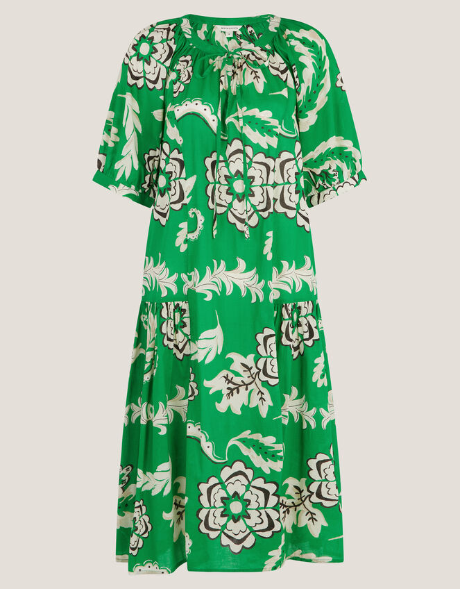 Kristen Floral Print Smock Dress, Green (GREEN), large