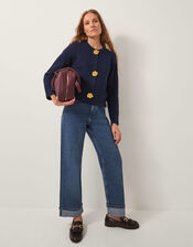 Brianne Floral Button Cardigan, Blue (NAVY), large