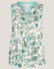 Saoirse Sleeveless Pintuck Floral Top, Ivory (IVORY), large