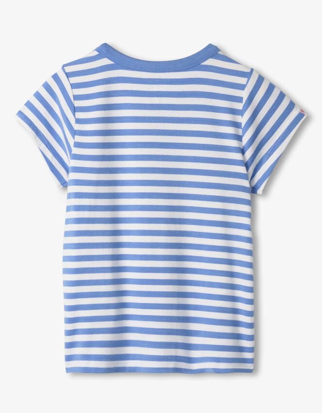 Hatley Sequin Flower Stripe T-Shirt, Blue (BLUE), large