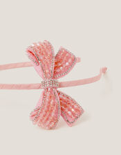 Beaded Bow Headband, Pink (PINK), large