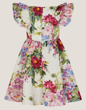 Floral Frill Party Dress, Ivory (IVORY), large