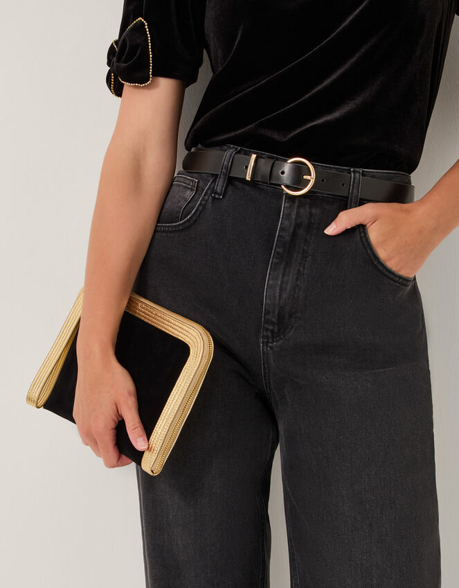 Lottie Metallic Suedette Pouch, , large