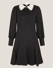 Priya Ponte Collar Mini Dress, Black (BLACK), large