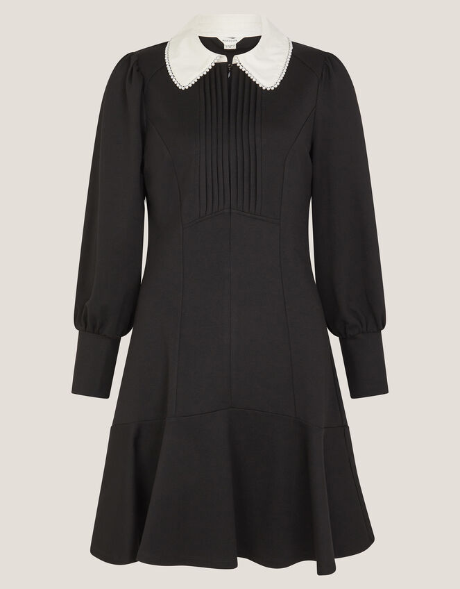 Priya Ponte Collar Mini Dress, Black (BLACK), large