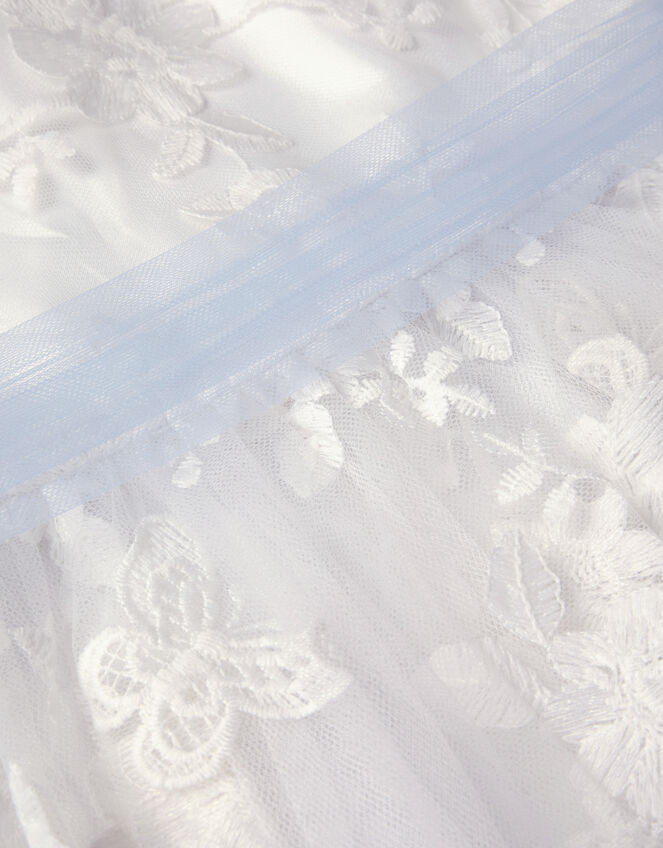 Beatrice Floral Embroidered Tulle Dress, Ivory (IVORY), large