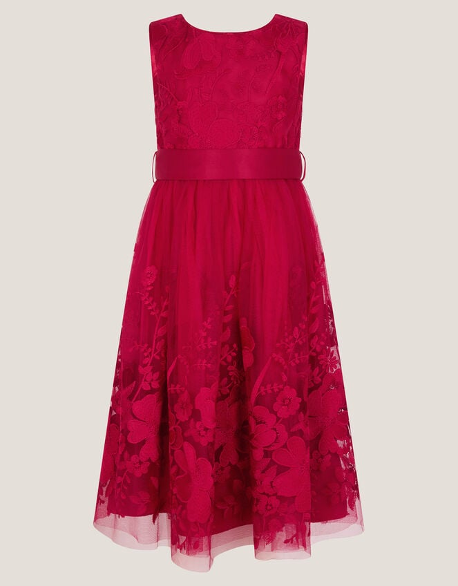 Alicia Lace Embroidered Party Dress, Red (RED), large