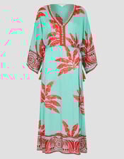 Pamela Palm Print Kaftan Dress, Green (MINT), large