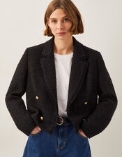 Rubi Crop Tweed Blazer, Black (BLACK), large