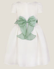 Polly Cap Sleeve Bow Party Dress, Ivory (IVORY), large