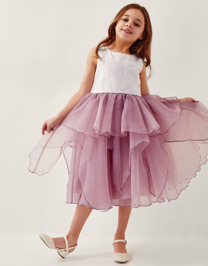 Lace Petal Flower Girl Dress, Pink (PINK), large