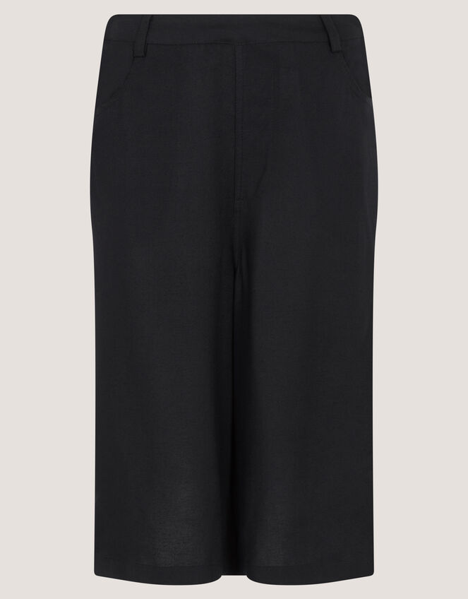 Lulu Linen Bermuda Shorts, Black (BLACK), large