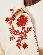 Emilia Floral Embroidered Jacket, Ivory (IVORY), large