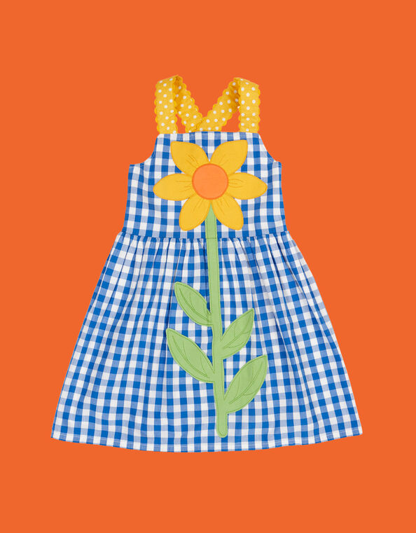 Frugi Allie Check Print Dress, Blue (BLUE), large