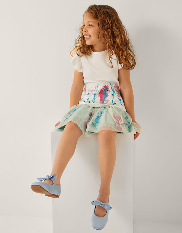 Sea Life Embellished Jersey T-Shirt, Ivory (IVORY), large