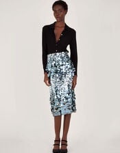 Sia Sequin Midi Skirt, Silver (SILVER), large