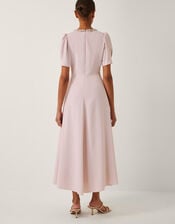 Bonnie Bow Puff Sleeve Midi Dress, Pink (BLUSH), large