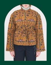 Antik Batik Pie Print Jacquard Quilted Jacket, Camel (CAMEL), large