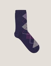 Argyle Print Socks, Purple (LILAC), large