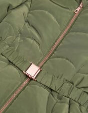 Belted Scallop Puffer Coat, Green (GREEN), large
